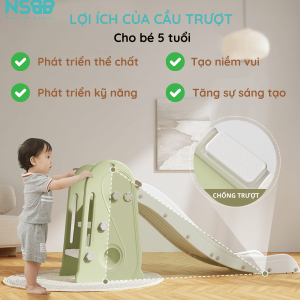 Cầu thang khép kín tránh cho bé bị kẹp chân, các bậc cầu thang cũng được dập vân nổi trống trơn trượt