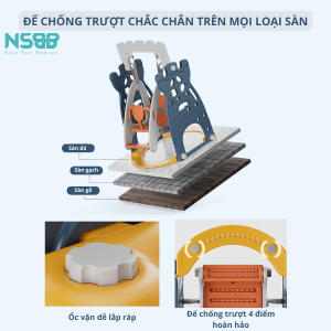 Đặc biệt, đế xích đu được trang bị với khoang để nước hoặc cát để tạo độ chắc chắn, ổn định khi bé chơi