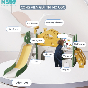 Cầu trượt đa năng tích hợp nhiều trò chơi, phụ kiện khác nhau