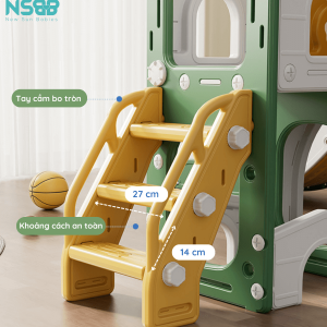Bộ cầu trượt có 3 gam màu vô cùng sinh động, phù hợp với các bé từ 1- 5 tuổi
