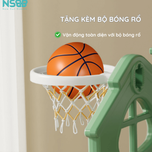 Cầu trượt được thiết kế với máng trượt rộng, thành máng trượt cao, có cầu thang khép kín lên xuống và tay vịn bo cong giúp bé thoải mái chơi đùa