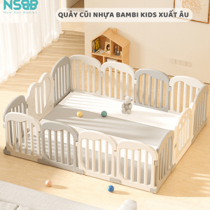Quây cũi nhựa Bambi Kids được thiết kế dưới dạng quây trơn, có tính chất cố định và tháo rời mỗi khi lắp đặt