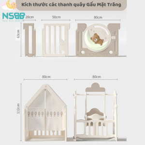 Kích thước của set quây được thiết kế dựa trên các tiêu chí an toàn tuyệt đối với trẻ nhỏ