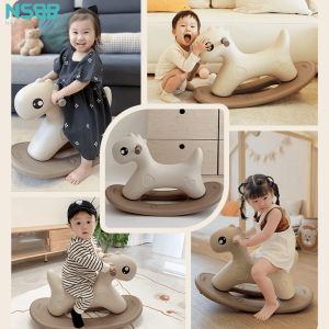 Bé còn có thể vận động nhẹ nhàng thư giãn với xích đu, ngựa bập bênh