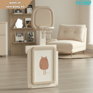 Phía dưới cột bóng rổ là tấm bảng vẽ 2in1 mang lại cho bé phút giây bổ ích trong học tập, vẽ tranh,...