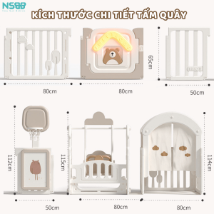 Kích thước của set quây được thiết kế dựa trên các tiêu chí an toàn tuyệt đối với trẻ nhỏ