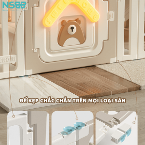 Khớp nối được cải tiến theo cấu tạo chắc chắn thành một khối vững chắc. Đặc biệt, set sản phẩm có chốt cửa an toàn với thiết kế chống trèo cho bé