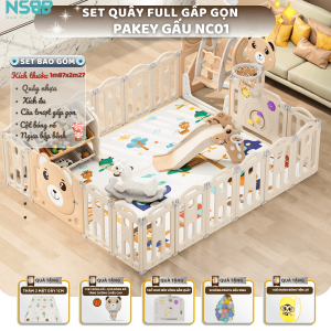 Set quây cũi cho bé full set hình gấu NC1
