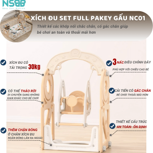 Quây cũi nhựa gấu NC1 có cấu tạo xích đu chắc chắn