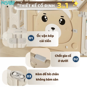 Set quây cũi có thiết kế cố định 3in1 tiện lợi, an toàn