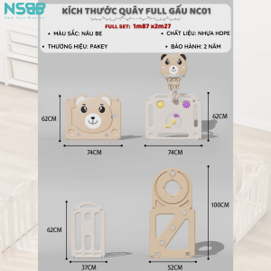 Kích thước của set quây cũi an toàn phù hợp với trẻ nhỏ