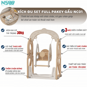 Phần xích đu có cấu tạo vô cùng chắc chắn với 3 nấc điều chỉnh dây phù hợp với chiều cao của em bé