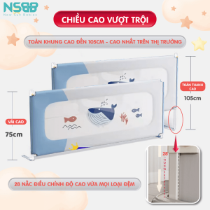Chiều cao của tấm vải là 68cm, tuy nhiên, ba mẹ có thể điều chỉnh theo nhu cầu sử dụng với chiều cao tối đa đạt 105cm