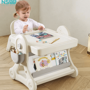 Mặt bàn đa năng: bàn ăn, vẽ, xếp hình, có từ tính, có thể xoay (có chốt khóa an toàn)