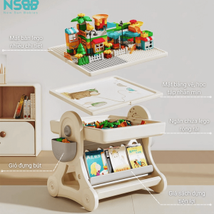 Bộ bàn Lego đa năng là sự kết hợp hoàn hảo giữa khả năng lắp ráp Lego, vẽ tranh, học bài và chơi nước, mang lại những trải nghiệm sáng tạo và học tập đa dạng cho trẻ