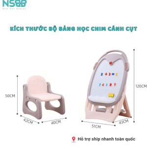 Bộ sản phẩm bảng học và ghế ngồi Pakey chim cánh cụt được làm từ chất liệu nhựa nguyên sinh không chứa BPA và các chất độc hại cho sức khỏe
