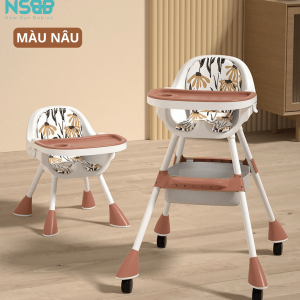 Ghế ăn dặm cho bé HA08 màu xanh nâu