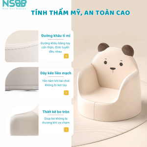 Set ghế sofa gồm 2 hoạ tiết hổ vàng và gấu trắng ngộ nghĩnh, tạo sự hứng thú và tăng khả năng sáng tạo của các bạn nhỏ