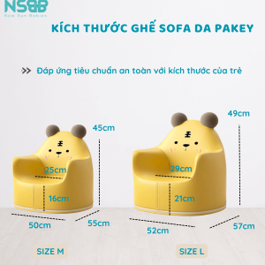 Ghế có 2 size S và L, được thiết kế theo chiều cao và độ rộng sao cho đáp ứng theo tiêu chuẩn an toàn với kích thước của trẻ