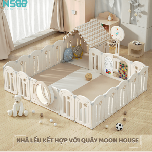 Nhà lều có khung mái thiết kế theo hình tam giác, cố định chắc chắn, cho bé thoả sức sáng tạo trò chơi nhập vai