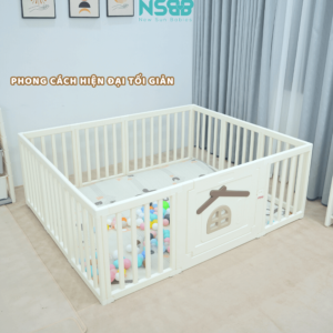 Quây cũi nhựa có khả năng tạo hình linh hoạt, ba mẹ có thể sắp xếp các tấm quây thành nhiều kiểu dáng khác nhau cho phù hợp với đặc điểm không gian và sở thích