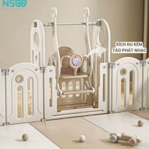 Bên cạnh đó bé còn có thể vận động nhẹ nhàng thư giãn với xích đu ngựa bập bênh 2in1