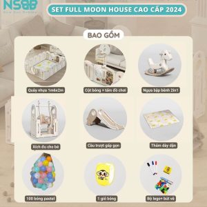 Set quây được trang bị nhiều set trò chơi đa dạng kết hợp hệ thống cấu tạo chắc chắn, đảm bảo bé vui chơi an toàn