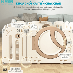 Chốt khóa trên dưới chắc chắn với giác hút đôi, kết hợp với đế hít chân không đảm bảo quây được cố định chắc chắn