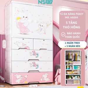 Tủ nhựa cho bé đi kèm với thanh treo quần áo chắc chắn và bền