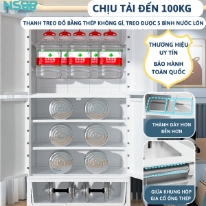 Hệ thống thanh khung nhựa và thanh treo có cấu tạo vô cùng chắc chắn và khả năng chịu lực cao lên tới sức nặng của 5 bình nước lớn