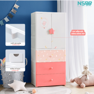 Màu trắng kết hợp tone hồng ngọt ngào, đáng yêu, phù hợp với các gia đình sử dụng cho bé gái