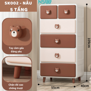 Tủ nhựa cho bé SK002 loại 5 tầng: 55x40x109