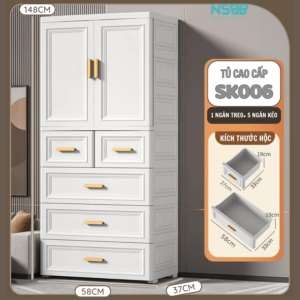 Tủ nhựa cho bé được thiết kế với dung tích chứa lớn, có chiều ngang rộng rãi