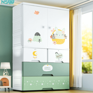 Tủ nhựa cho bé HX004 mẫu mới bao gồm 2 kích thước với đầy đủ ngăn kéo và ngăn treo quần áo