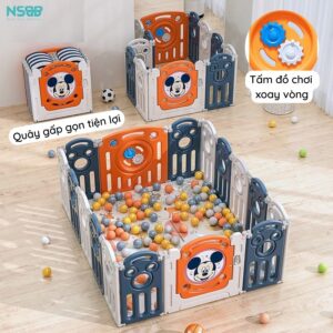 Quây nhựa cho bé gấp gọn Mickey