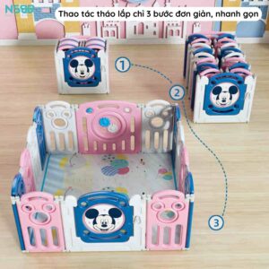 Quây nhựa cho bé gấp gọn Mickey