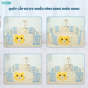 Quây cũi nhựa gấp gọn Pakey gấu NC01