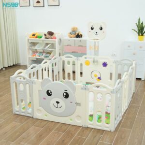 Quây cũi nhựa gấp gọn Pakey gấu NC01