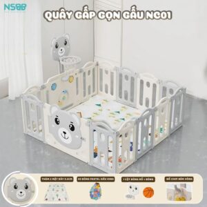 Quây cũi nhựa gấp gọn Pakey gấu NC01