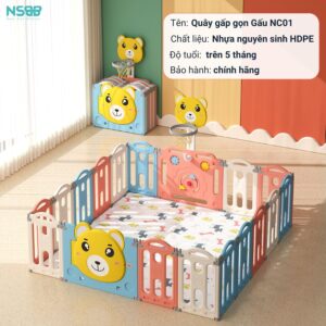 Quây cũi nhựa gấp gọn Pakey gấu NC01