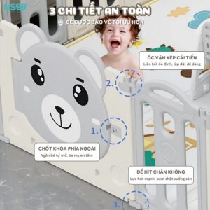 Quây cũi nhựa gấp gọn Pakey gấu NC01