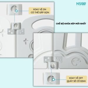 Quây cũi nhựa gấp gọn Pakey gấu xám