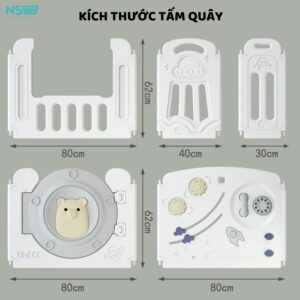 Quây cũi nhựa gấp gọn Pakey gấu xám