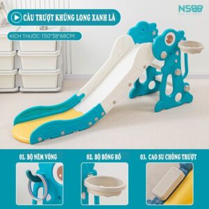 Cầu trượt gấp gọn họa tiết khủng long KS02
