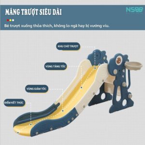 Cầu trượt gấp gọn họa tiết khủng long KS02