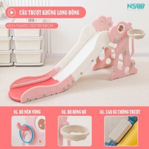 Cầu trượt gấp gọn họa tiết khủng long KS02