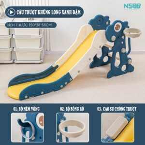 Cầu trượt gấp gọn họa tiết khủng long KS02