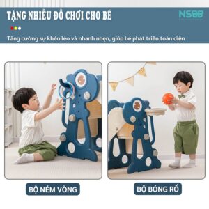 Cầu trượt gấp gọn họa tiết khủng long KS02