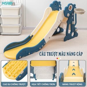 Cầu trượt gấp gọn họa tiết khủng long KS02