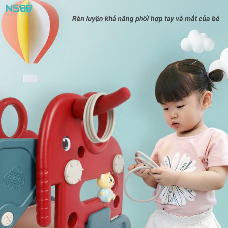 Cầu trượt gấp gọn đa năng 6in1 Pakey voi, cầu trượt cao cấp